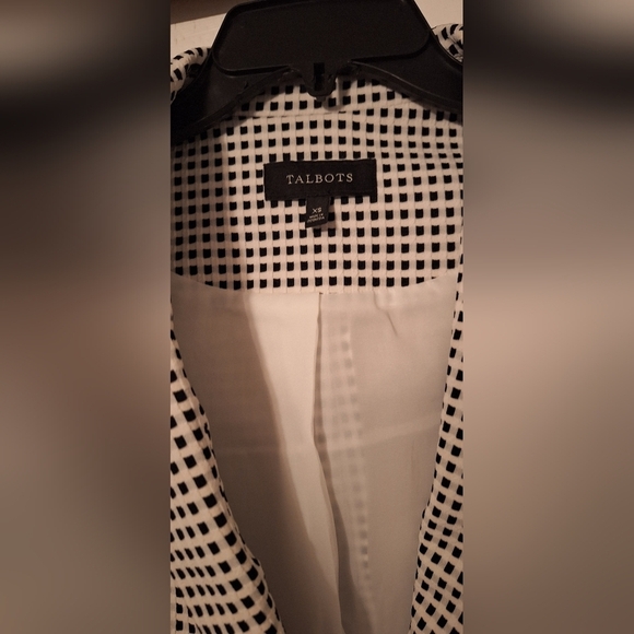 Talbots Blazer Checkered Jacket Sz XS Business Casual Pleated - Picture 2 of 5